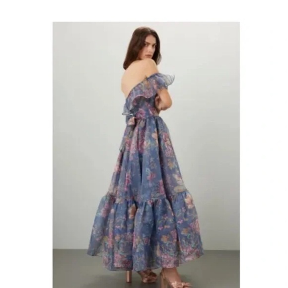 Selkie Printed Romance Novel Princess Puffy Off the Shoulder Floral Maxi Gown| S - Picture 3 of 13